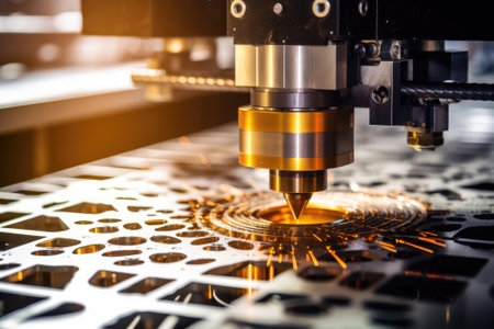 CNC Laser cutting of metal, modern industrial technologyの素材