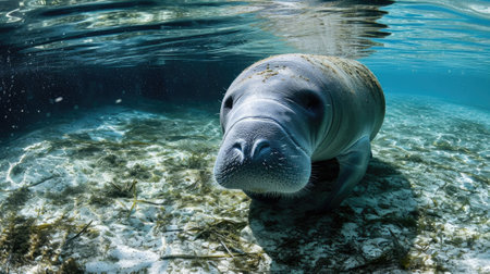 Florida manatee in clear waterの素材