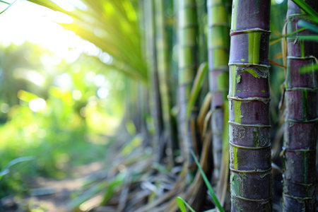 Sugar cane stalks on plantation.の素材