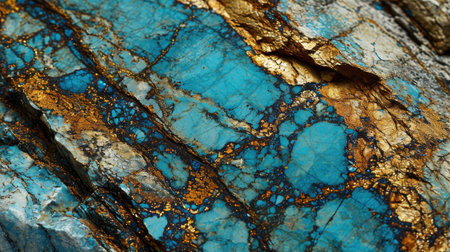 Abstract marbled background. Luxurious elegant turquoise marble stone texture, with gold details. Polished Graniteの素材