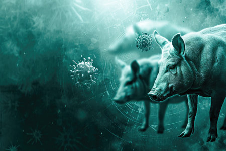 Swine and influenza virus. A new H1N1 swine flu virus could infect humans and cause another global pandemicの素材