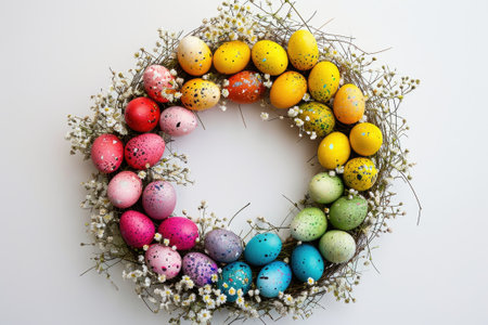 Colorful decorative Easter eggs wreath.の素材