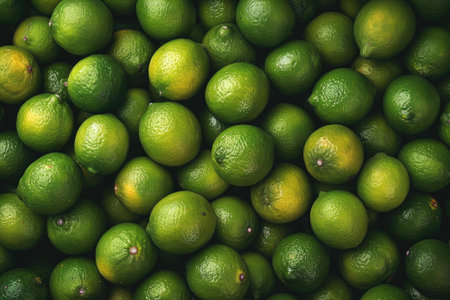 Fresh ripe green limes as background.の素材