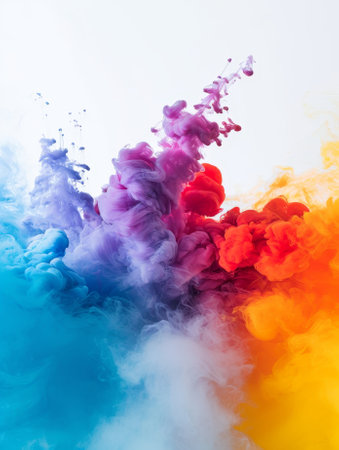 Abstract splashes of paint on white backgroundの素材