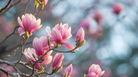 Magnolia blossoms indicate the arrival of springの素材