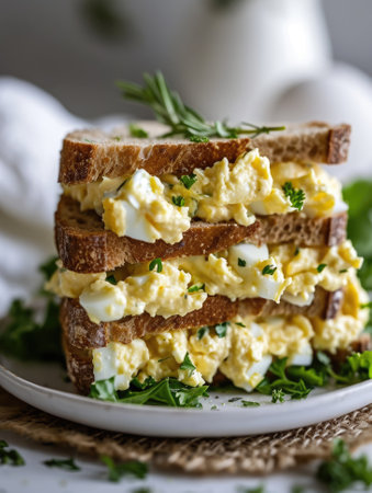 Delicious egg salad sandwich.の素材