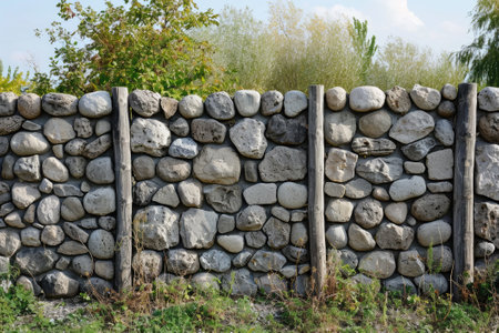 Fence stone panels. Artificial concrete panels imitating natural stone.の素材