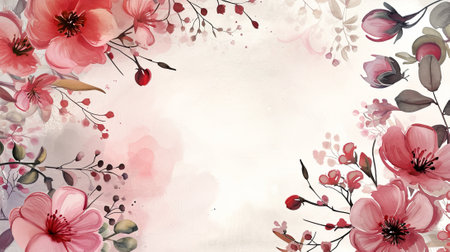 Watercolor botanical flowers background frameの素材