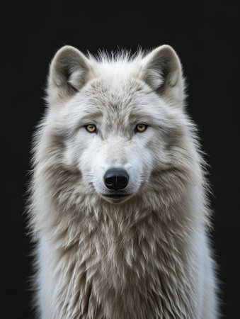 Arctic wolf on black backgroundの素材