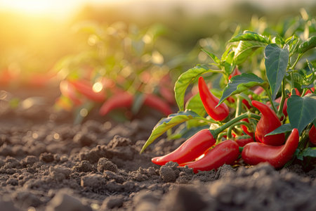 Red chili pepper agriculture harvesting.の素材
