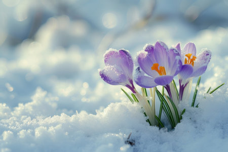 Crocus in the snowの素材