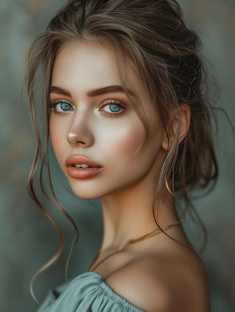 Glamor stylish model. Portrait of a young beautiful womanの素材