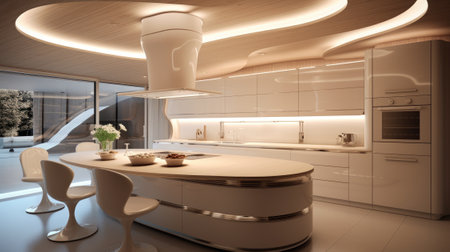 Beautiful modern kitchen in a luxury apartment.の素材