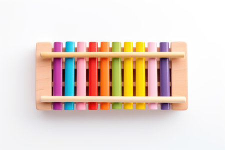 Colorful wooden xylophone on white backgroundの素材