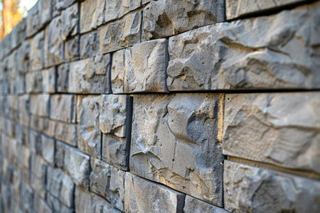 Fence stone panels. Artificial concrete panels imitating natural stone.の素材