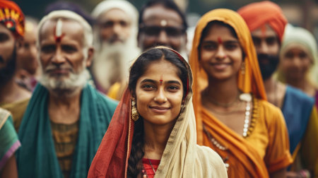 Ethnic variety group of Indian people in Indiaの素材