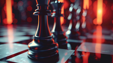 Chess pieces on the chessboard. Strategic and skillful game.の素材