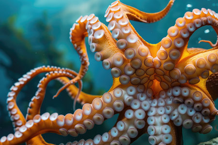 Octopus and coral reef in the sea.の素材