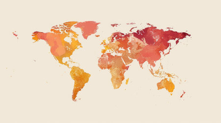 Vintage style map of the world with textureの素材