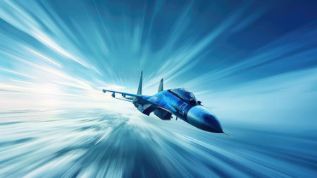 Jet fighter soaring in the sky with accelerationの素材