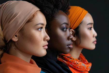 Diverse women in a beauty lineupの素材