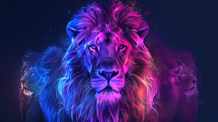 Mystical zodiac sign in the sign of the lion with a starry skyの素材