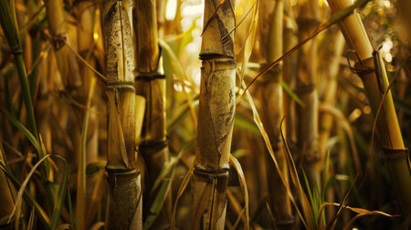 Sugar cane stalks on plantation.の素材