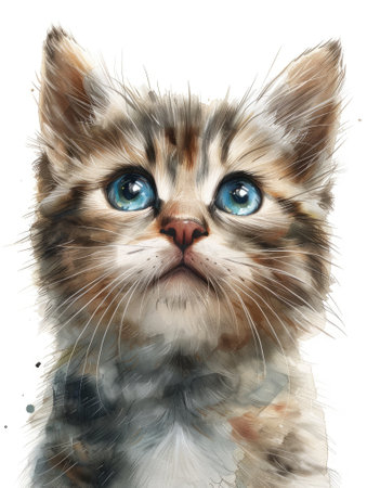 Watercolor cute cat, nursery decorの素材