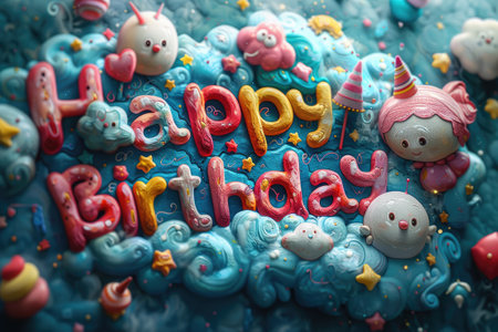 Vibrant happy birthday illustrationの素材