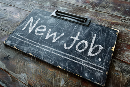 A chalkboard with the phrase New Job, conveying a message of career change or new beginningsの素材