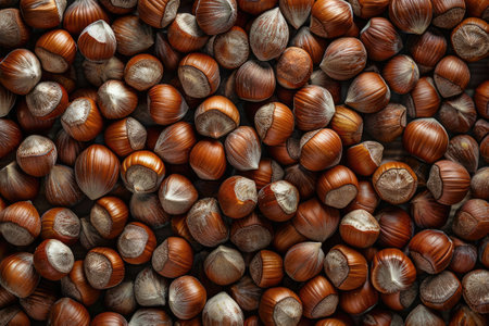 Closeup view of hazelnuts nuts backgroundの素材