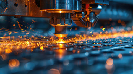 CNC Laser cutting of metal, modern industrial technologyの素材