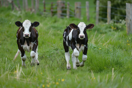 Holstein cows in the meadowの素材