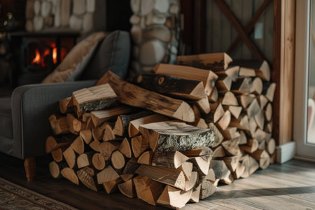 Pile of firewood for heatingの素材