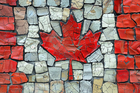 Old mosaic flag of Canada close upの素材