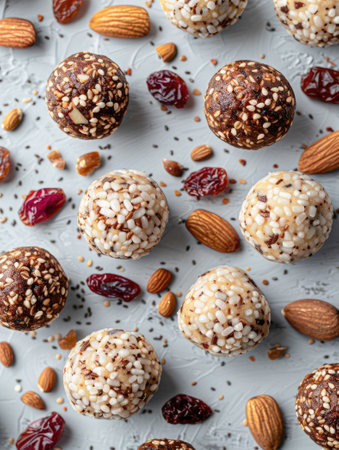 Healthy energy balls made of dried fruits and nuts healthy food.の素材