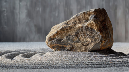 Japan Zen garden in sand with stoneの素材