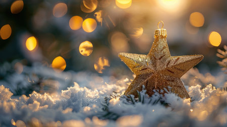 Beautiful Christmas decoration with a snowflake starの素材
