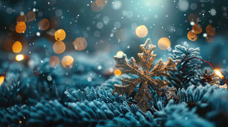 Beautiful Christmas decoration with a snowflake starの素材