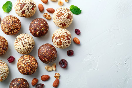 Healthy energy balls made of dried fruits and nuts healthy food.の素材