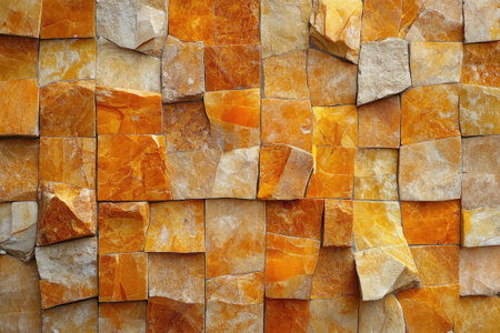 Wall cladding showing a pattern of decorative stone tiles, creating a textured and visually appealing surfaceの素材