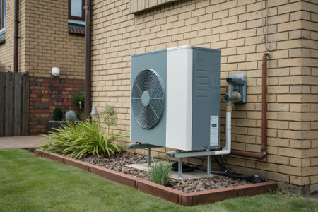 Modern heat pump system ensuring energy-efficient climate control for residential buildingsの素材