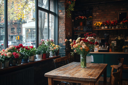 Vibrant bouquet adding a touch of nature to a charming flower shop interiorの素材