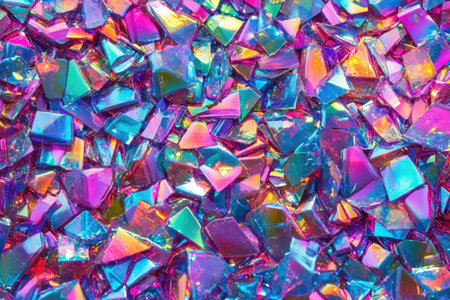 Macro abstract background of colorful iridescent crystal, creating a mesmerizing display of light and colorの素材