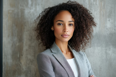 Portrait of a young manager posing with folded arms, expressing confidence and professionalismの素材