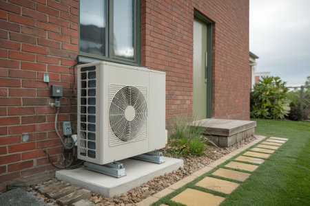 Modern heat pump system ensuring energy-efficient climate control for residential or commercial buildingsの素材