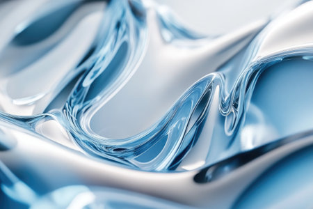 Abstract liquid reflecting light with smooth waves forming a modern and elegant designの素材