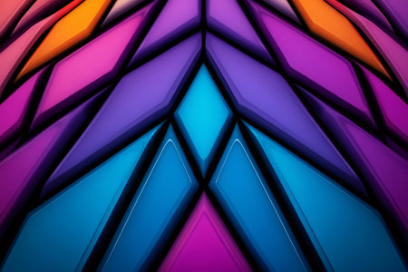 Vibrant geometric shapes form a dynamic and futuristic abstract background, ideal for modern designsの素材