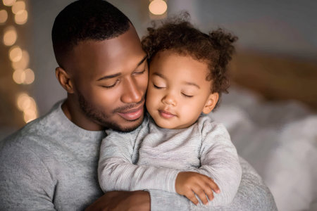 Father and daughter are sharing a tender moment together at homeの素材
