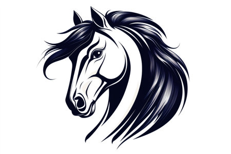Stylized vector portrait of a horse, embodying equine grace and power, ideal for branding and equestrian themesの素材